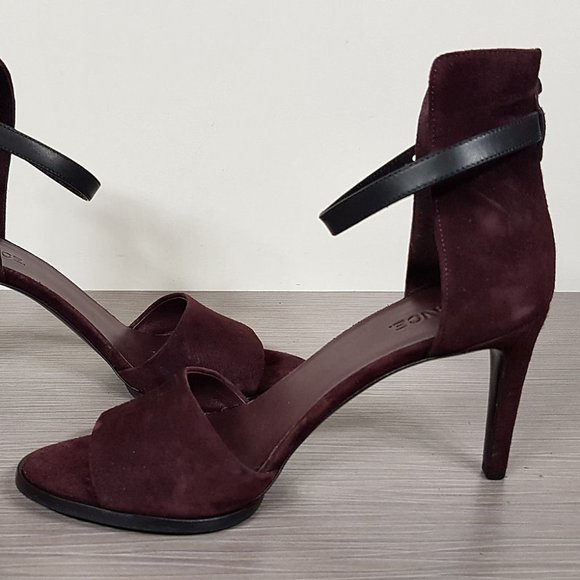 Vince 'Giustina' Ankle Strap Sandal, Wine Suede Womens Size 7.5 / 38 - Picture 6 of 10